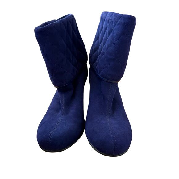 Aerosoles Blue Leather Quilted Alpha Ray Ankle Boots Sz 8.5 Witchy Goth Comfort - Picture 5 of 11